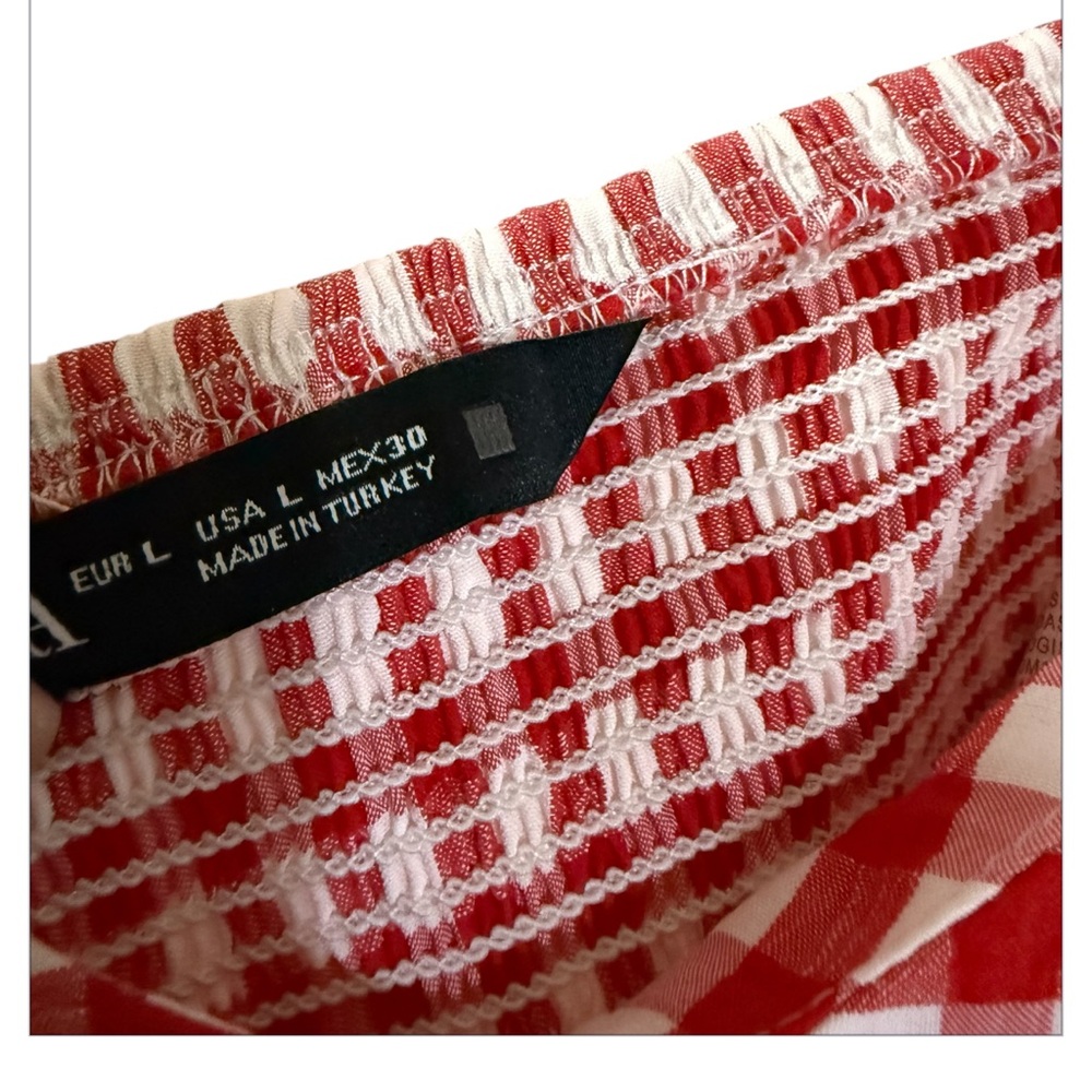 Zara Red Gingham Ruffle Crop Top - Picture 5 of 11
